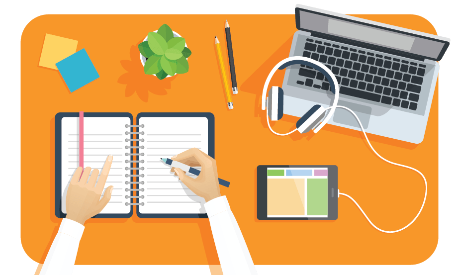 Get-Organized Graphic of an organized desk
