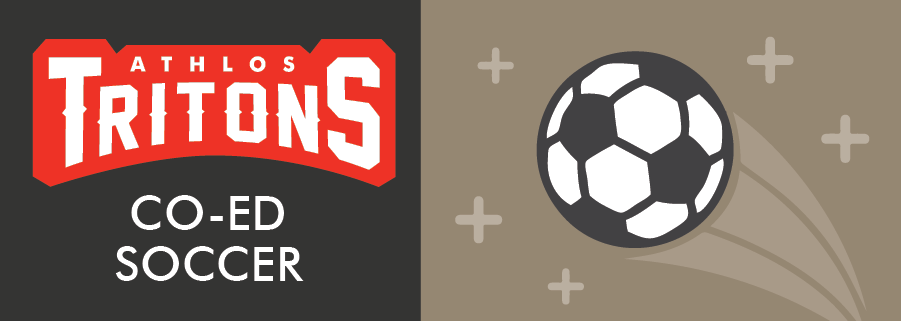 image with soccer ball that says Tritons co-ed soccer