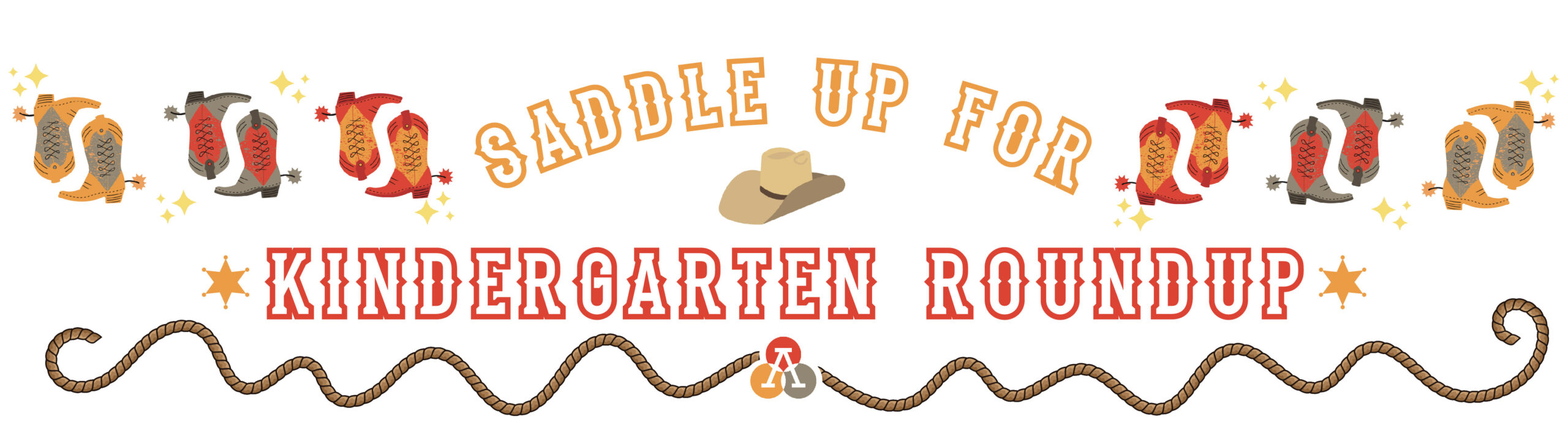 image with western theme that says kindergarten roundup