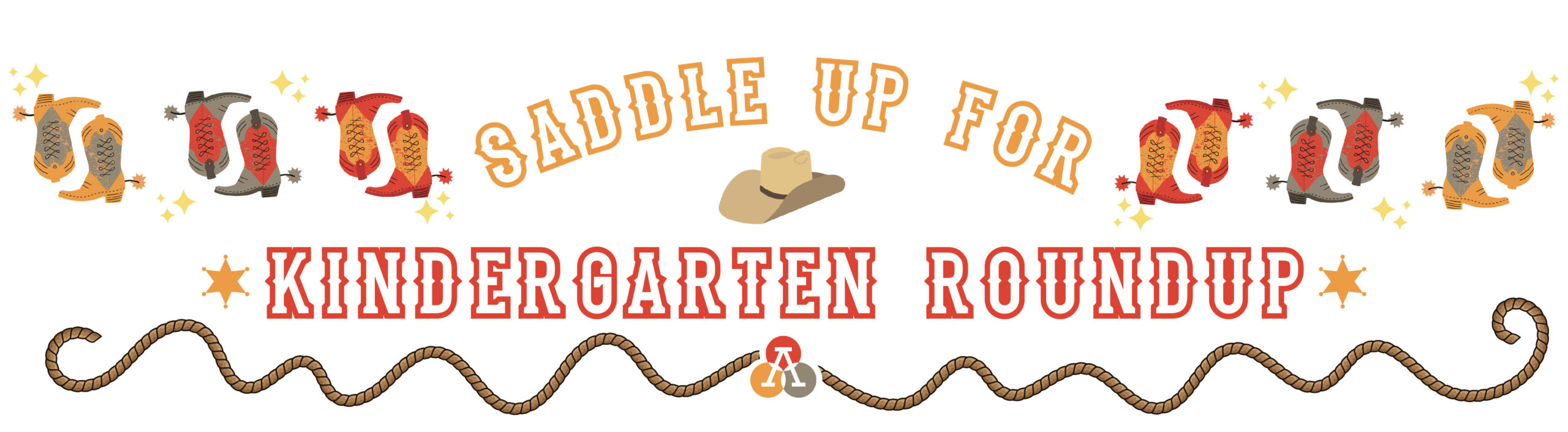 image with western theme that says kindergarten roundup