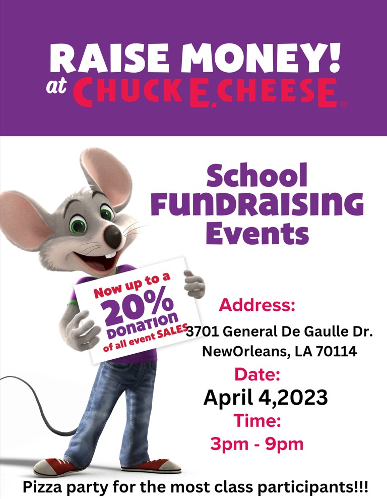 image showing chuck e cheese fundraiser on april 4