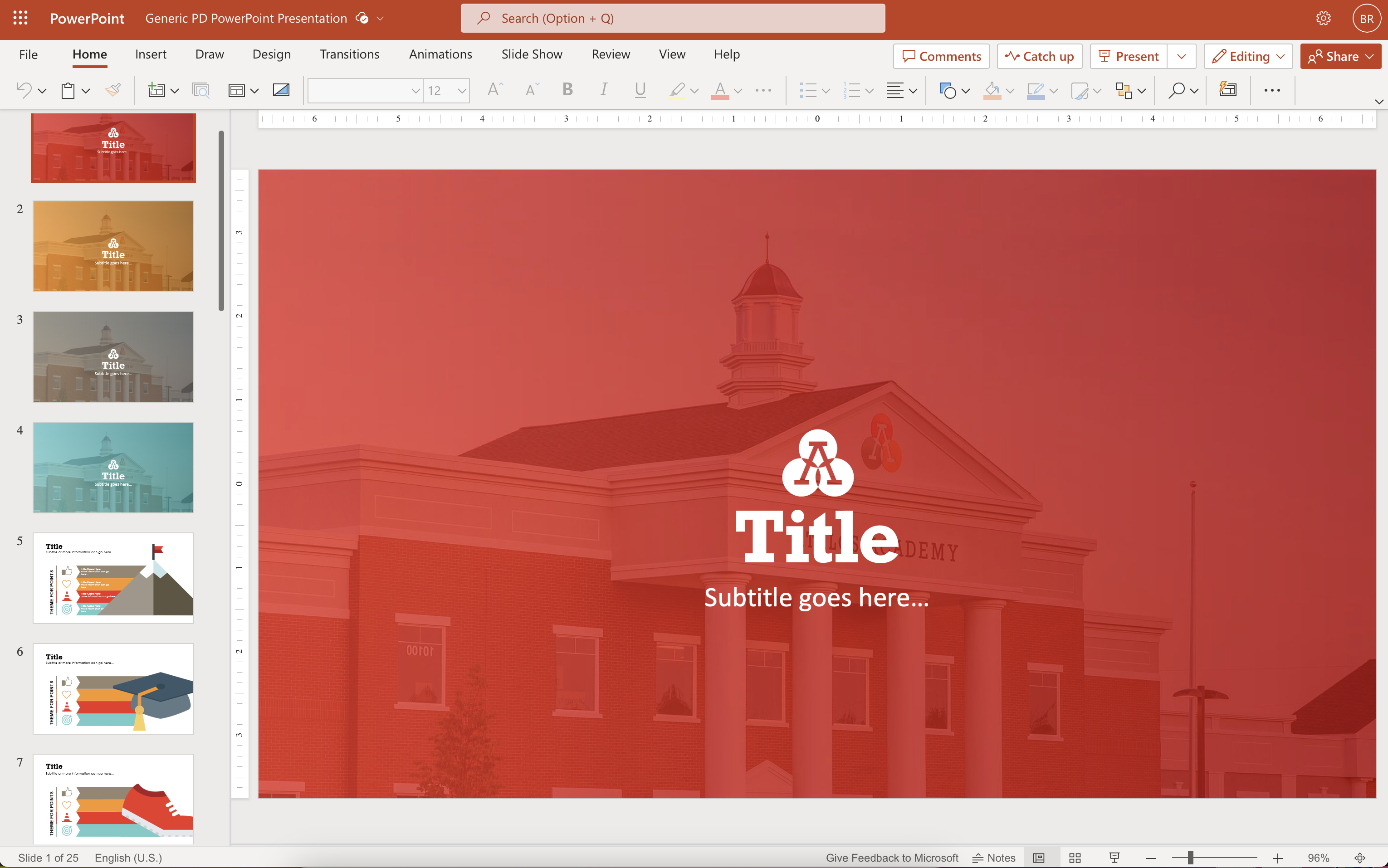 Screenshot of Athlos Academy Generic PowerPoint Template
